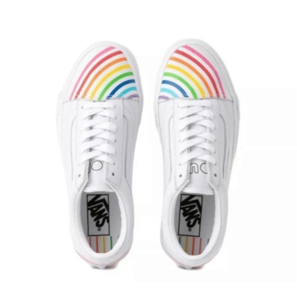 Vans Sneakers Old Skool Flour Shop Rainbow Men's Size‎ 10.5 Women 12 White New - Picture 4 of 11